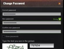 Как поменять пароль в World of Tanks в профиле
